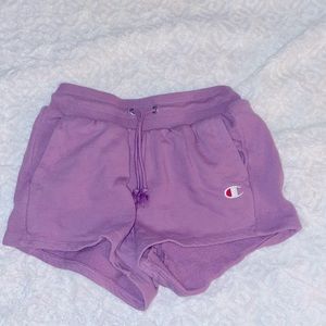 purple champion sweat shorts